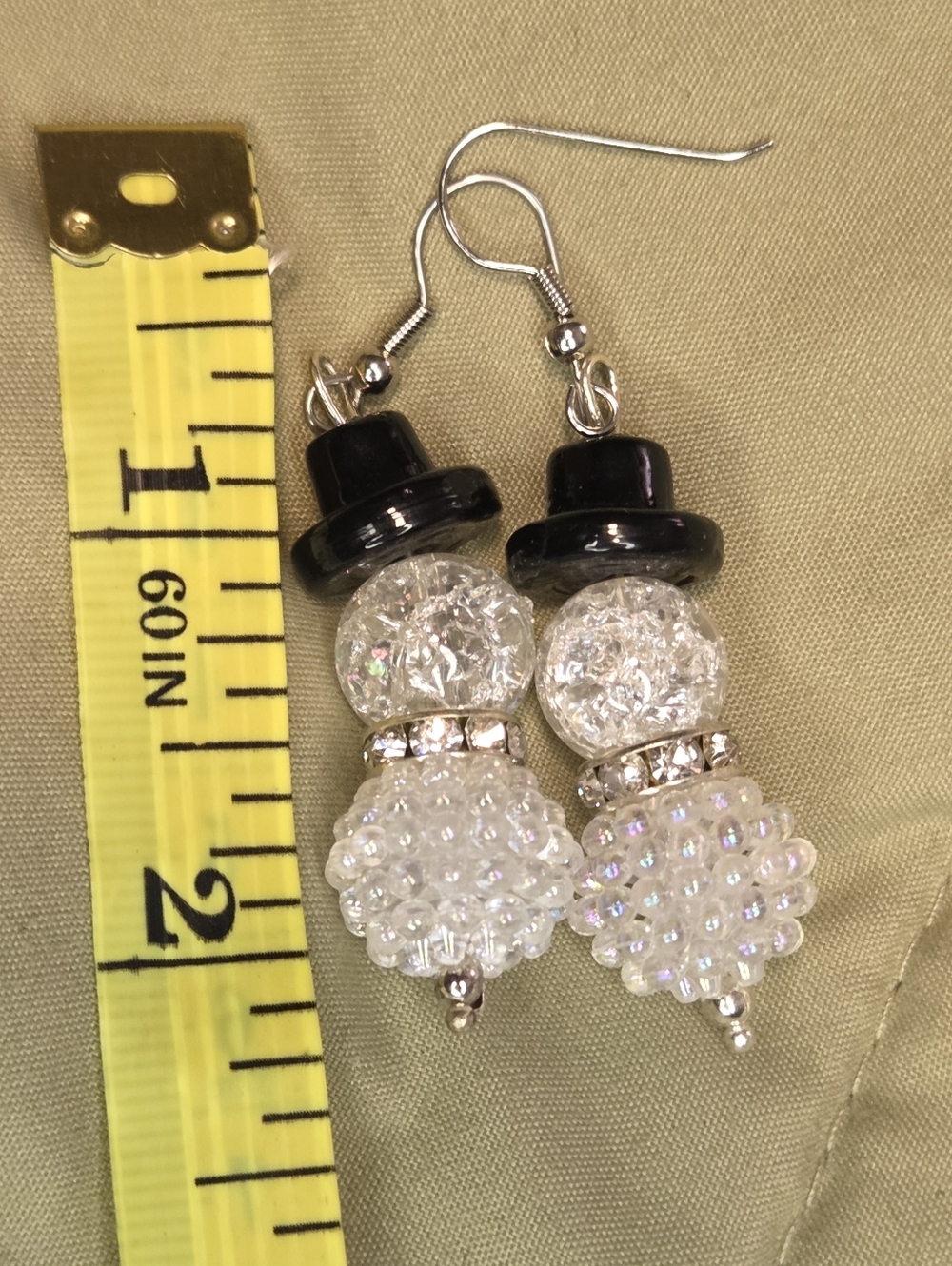 Snowman Beaded Earrings Christmas Winter Dangle Jewelry